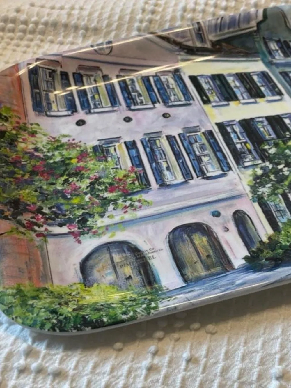 Pimpernel Vintage Melamine City Street Houses Colorful Rectangular Serving Tray